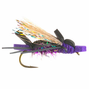 Umpqua Amy's Ant Purple fly with foam body and rubber legs