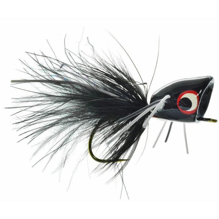 Umpqua Bass Popper Mr. Midnight fly with popper head and rubber legs