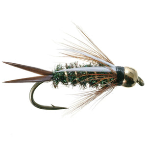 Umpqua Bead Head Prince Nymph fly with gold bead, peacock body and white biots