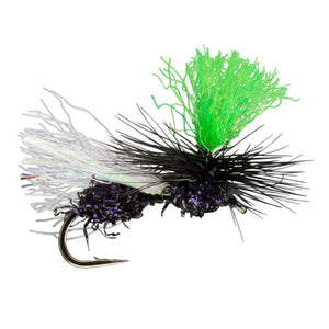 Umpqua Hi-Vis Flying Ant Black fly with hi-vis post and wings