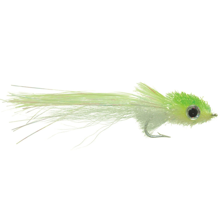 Umpqua Murdich Minnow Chartreuse/White streamer with baitfish body and eyes