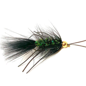 Umpqua Rubber Legged Crystal Bugger Black streamer with gold bead, rubber legs and marabou tail