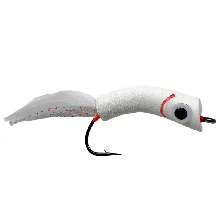 Umpqua Todd's Wiggle Minnow White bass fly with foam lip and baitfish body
