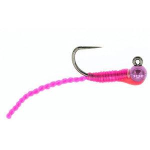 Umpqua Twisted Worm Pink fly with twisted spanflex body and tungsten bead