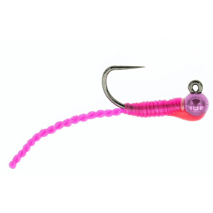 Umpqua Twisted Worm Pink fly with twisted spanflex body and tungsten bead