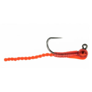 Umpqua Twisted Worm Red fly with twisted spanflex body and tungsten bead
